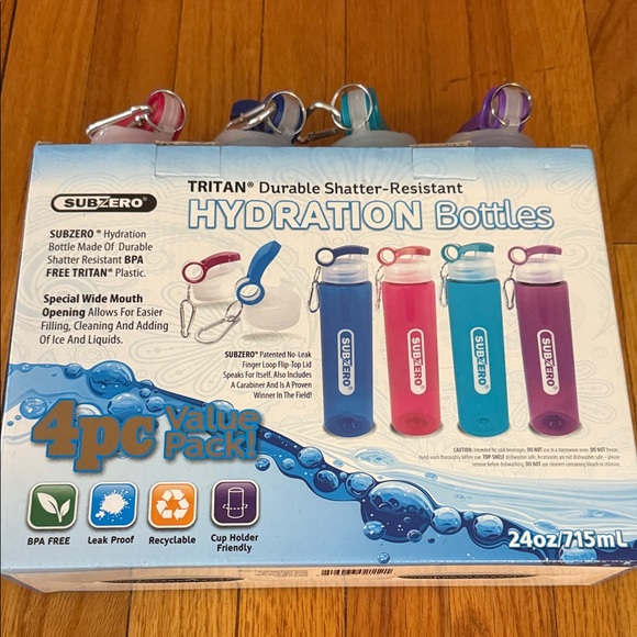 Hydration Bottles 4-Pack - Red, Blue, Green - Picture 2 of 4
